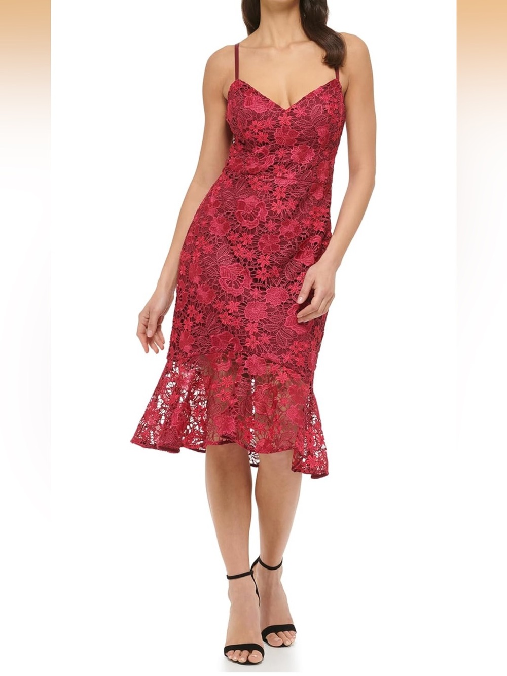 Guess Vibrant Red Lace Dress